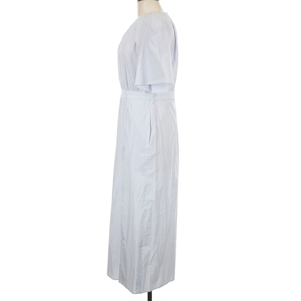 Jeana Sohn Claudia Cotton Blue White Pinstripe Back Button Midi Dress M - Picture 8 of 12